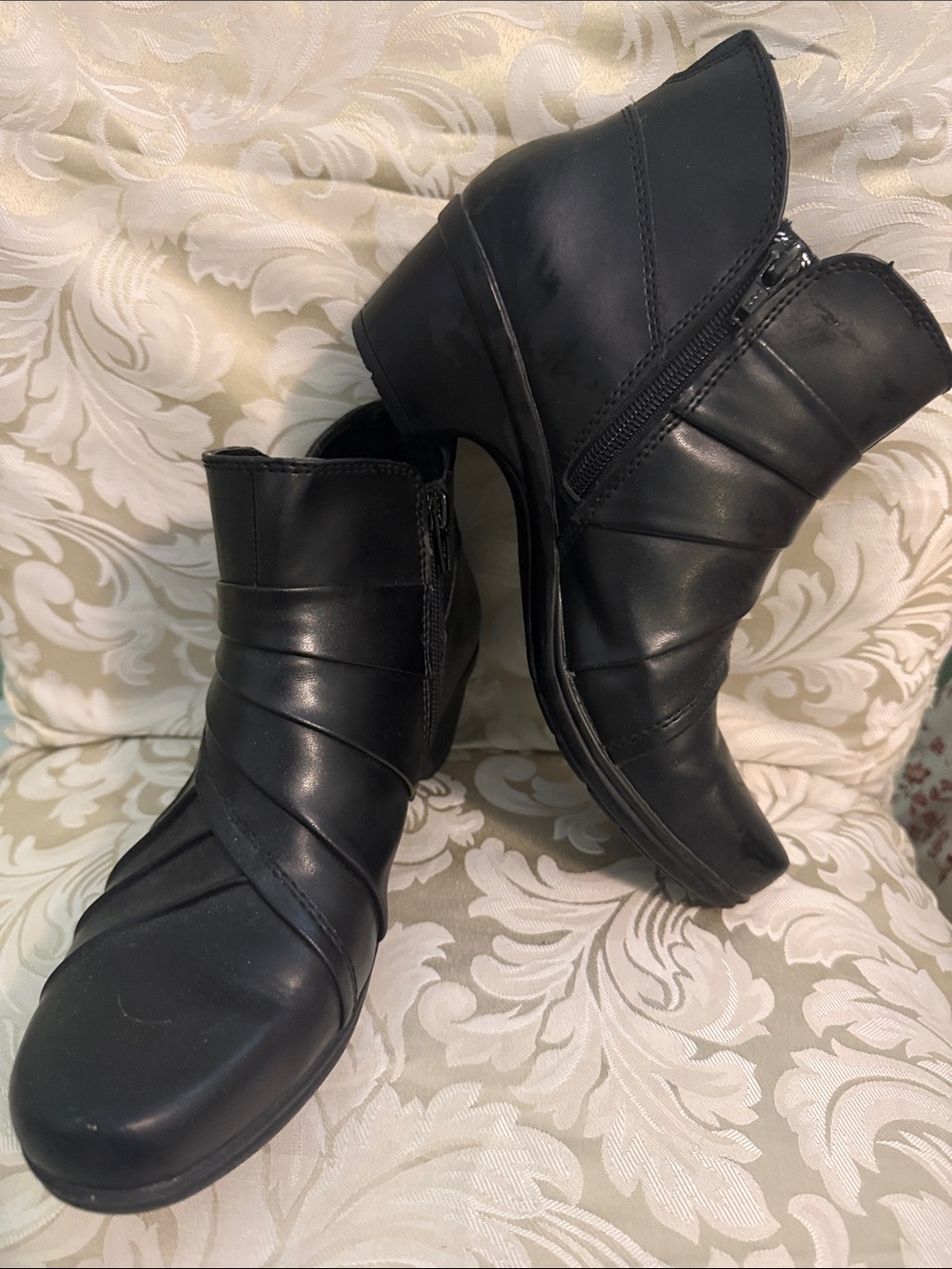 Women's Black Ankle Booties with Side Zip